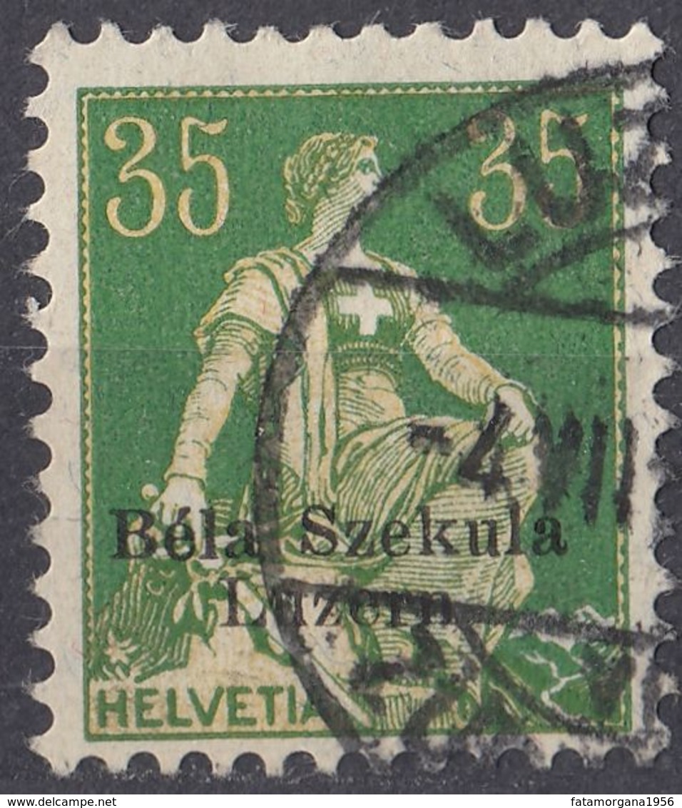HELVETIA - SUISSE - SVIZZERA - 1908 -  Yvert 122 Usato Con Sovrastampa  Bela Szekula Luzern. - Usati