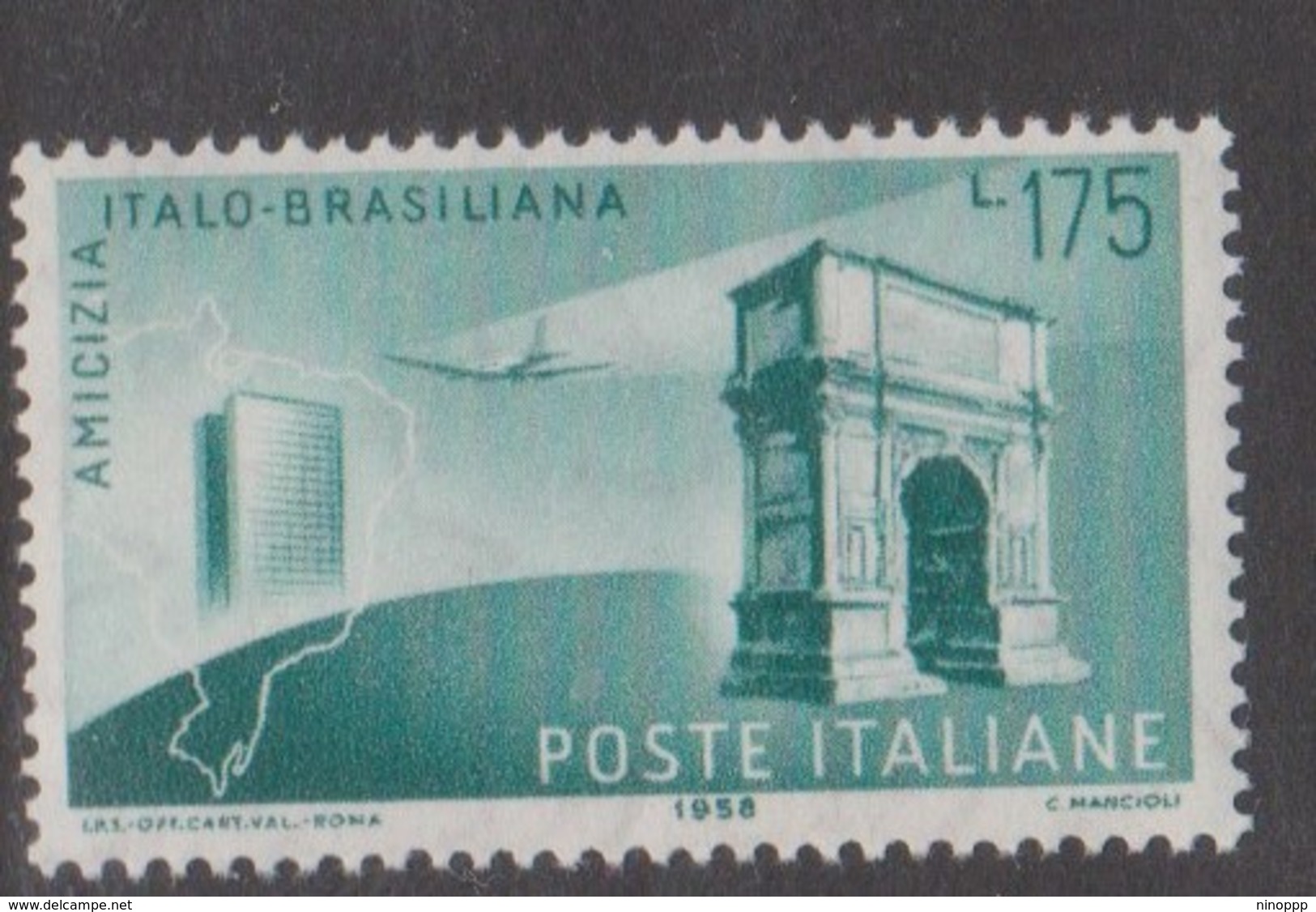 Italy Republic S 837 1958 Italy-Brasil Friendship,mint Never  Hinged - 1946-60: Mint/hinged
