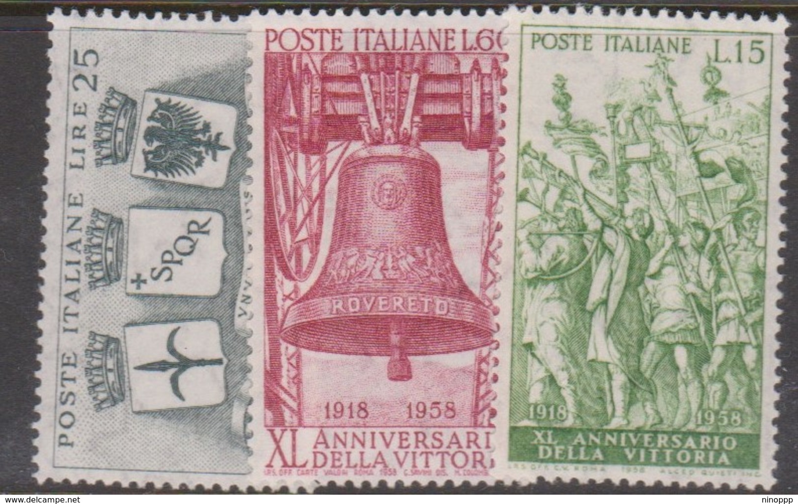 Italy Republic S 843-845 1958 Victory 40th Anniversary,mint Never  Hinged - 1946-60: Mint/hinged
