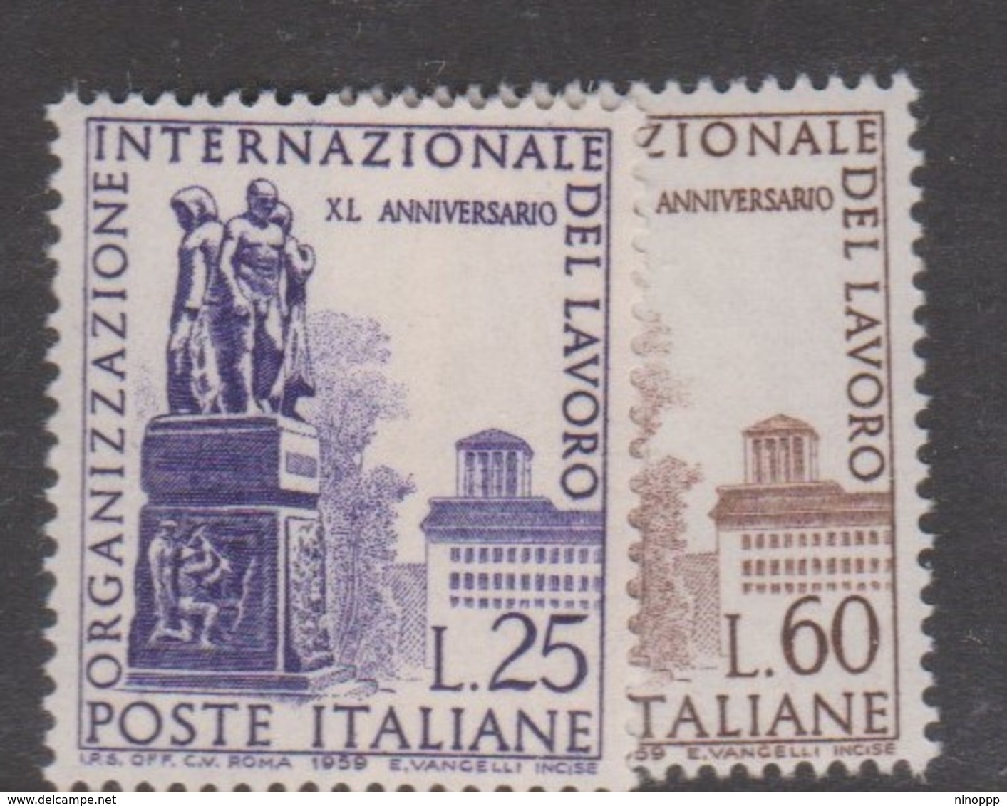 Italy Republic S 871-872 1959 40th Anniversary ILO,mint Never  Hinged - 1946-60: Mint/hinged