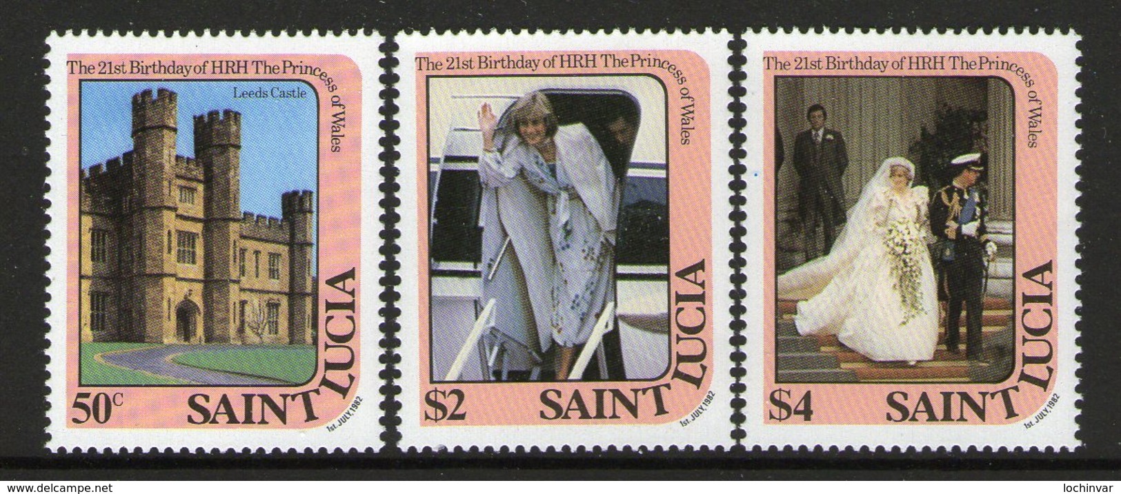 St LUCIA, 1982 PRINCESS DIANA'S BIRTHDAY 3 MNH - St.Lucia (1979-...)