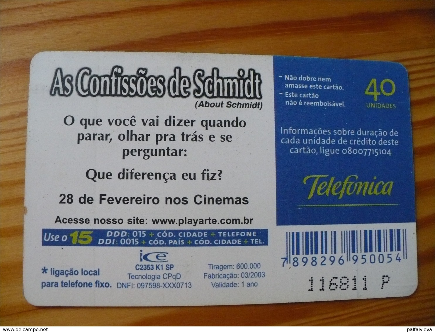 Phonecard Brazil - Movie, Jack Nicholson - Brésil