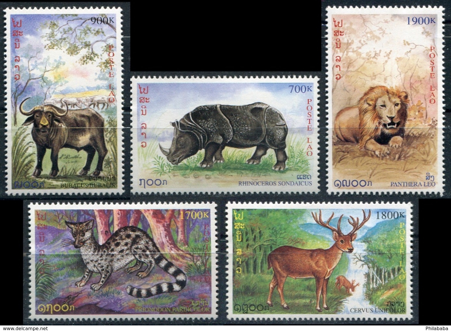 Laos 1999  YT 1356-60 ; Mi# 1676-80 **  MNH  Fauna - Laos