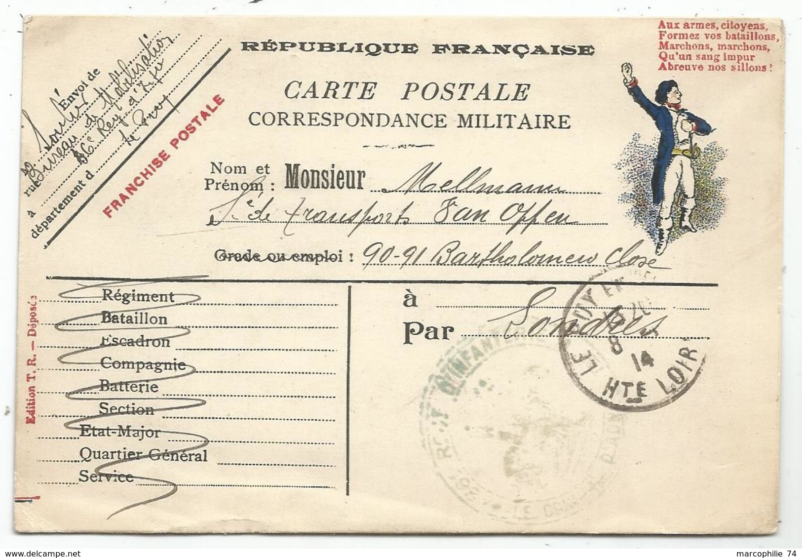 CARTE  FM AUX ARMES CITOYENS LE PUY 1914  RARE - Lettres & Documents