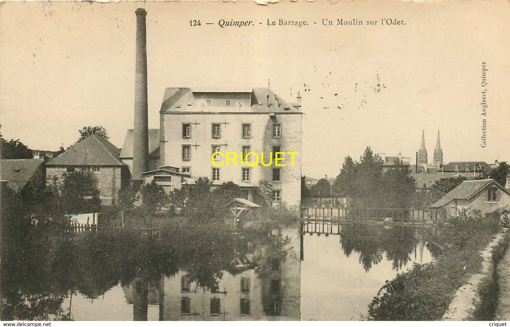 29 Quimper, Le Barrage, Un Moulin Sur L'Odet, Affranchie 1906 - Quimper