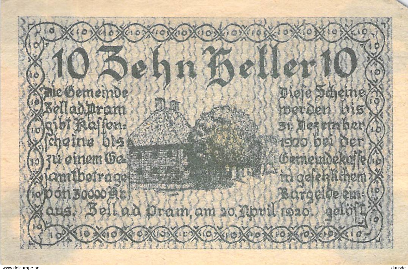 10 Hl. Notgeld Zell A.d. Pram Österreich VF/F (III) - Oesterreich
