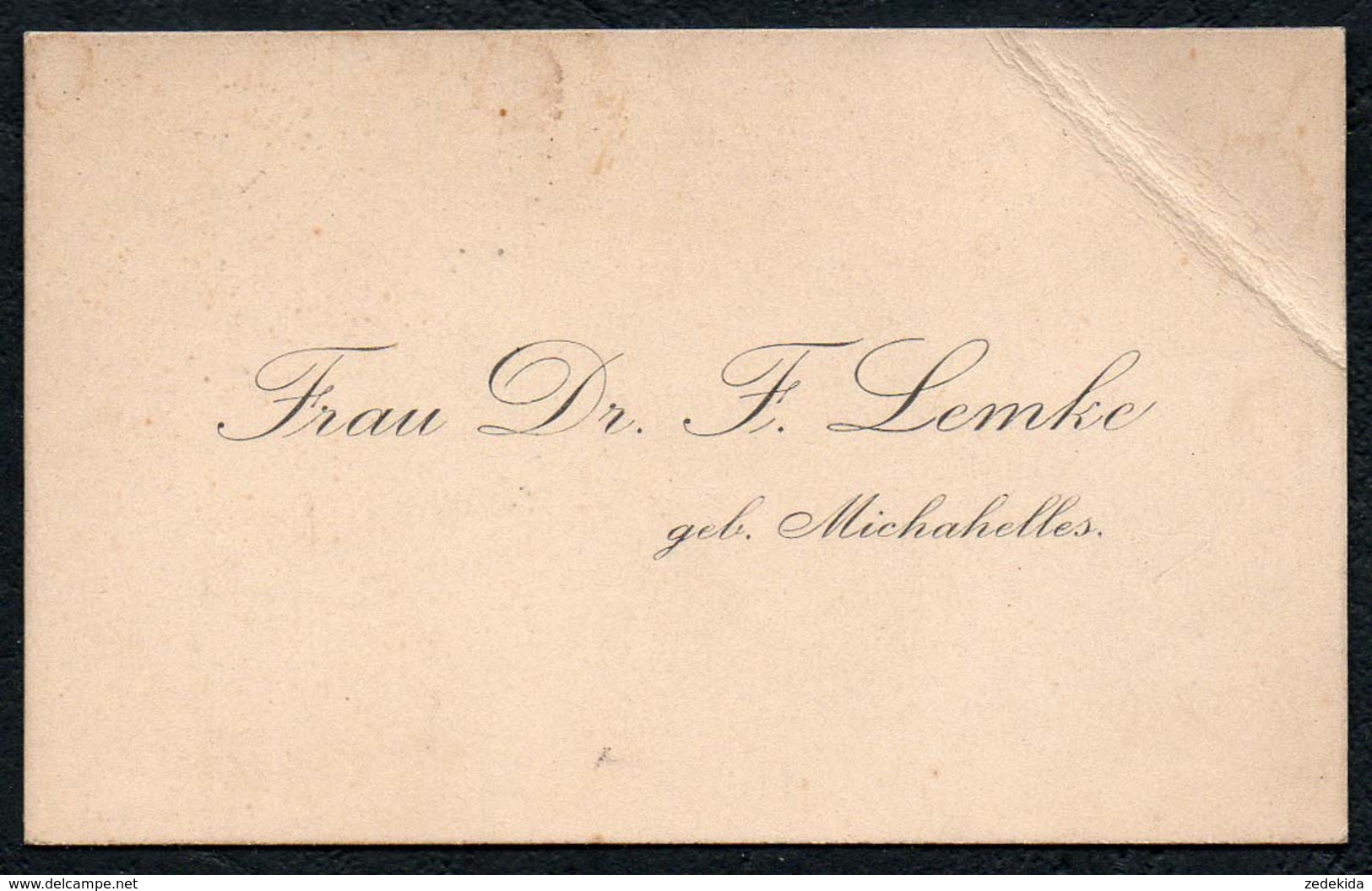 C6515 - Dr. F. Lemke Geb. Michahelles - Visitenkarte - Tarjetas De Visita