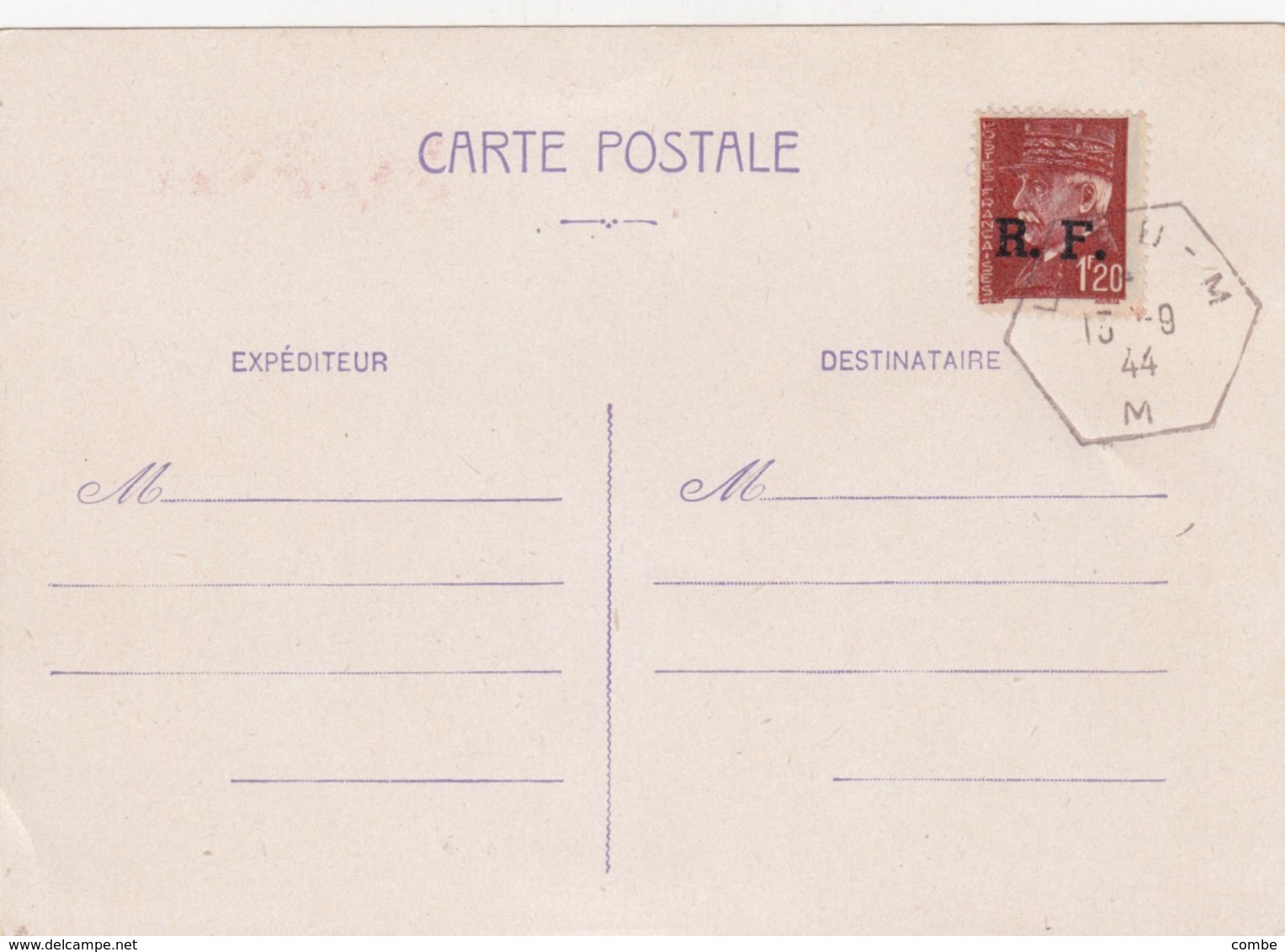 . CARTE POSTALE NEUVE. PETAIN 1,20. RF. LYON 13-9-1944 - Befreiung