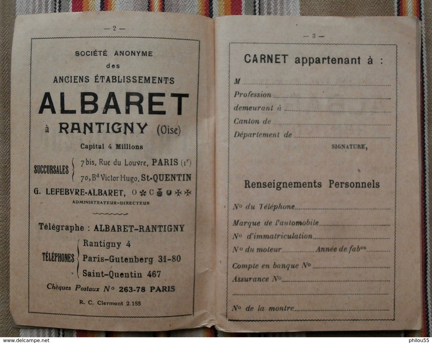 60 RANTIGNY  Ets ALBARET 1925 Carnet Calendrier TOP PUB Machines Agricoles, Plan Du 4eme Salon - Agriculture