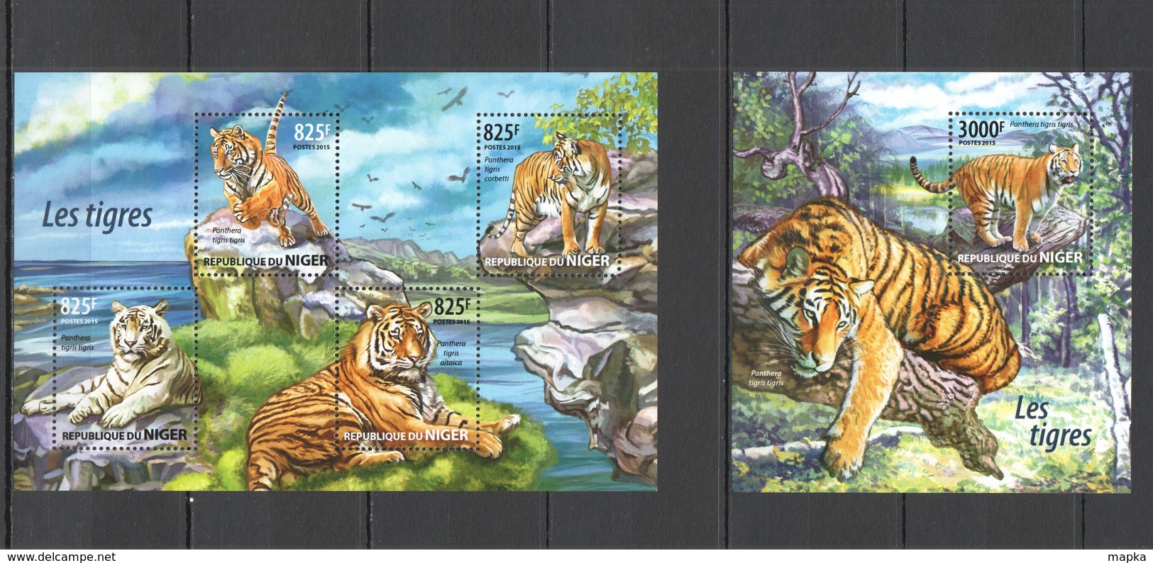 ST2032 2015 NIGER FAUNA ANIMALS WILD CATS TIGERS LES TIGRES 1KB+1BL MNH - Big Cats (cats Of Prey)