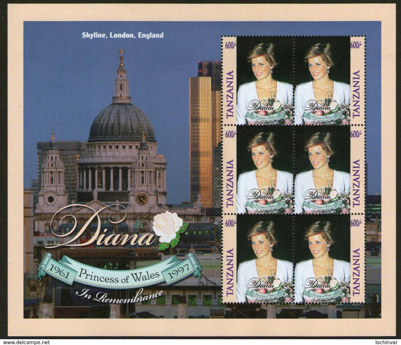 TANZANIA, 1998 PRINCESS DIANA SHEETLET MNH - Tanzania (1964-...)