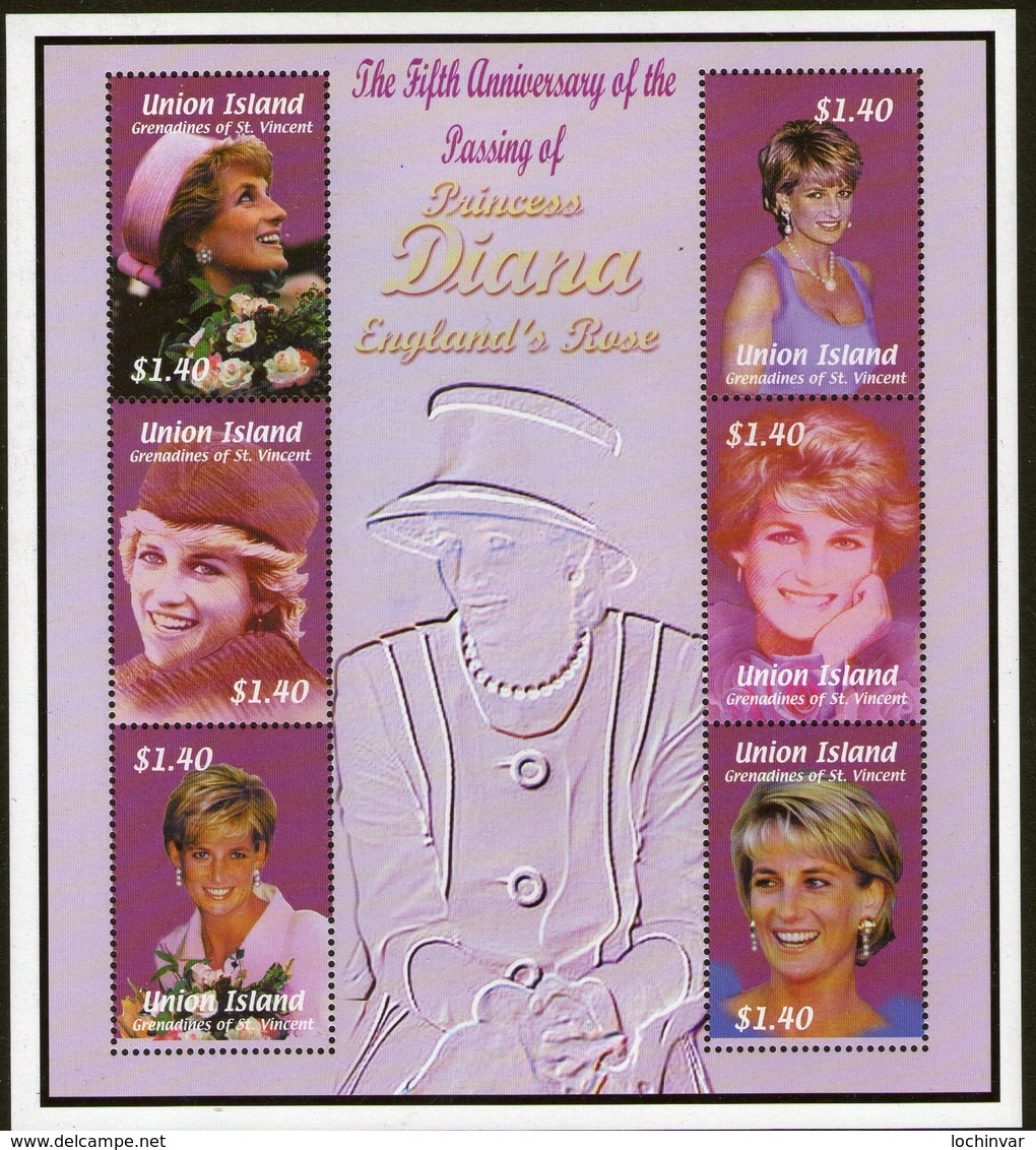 UNION ISLAND, 2002 PRINCESS DIANA MINISHEET MNH - St.Vincent & Grenadines