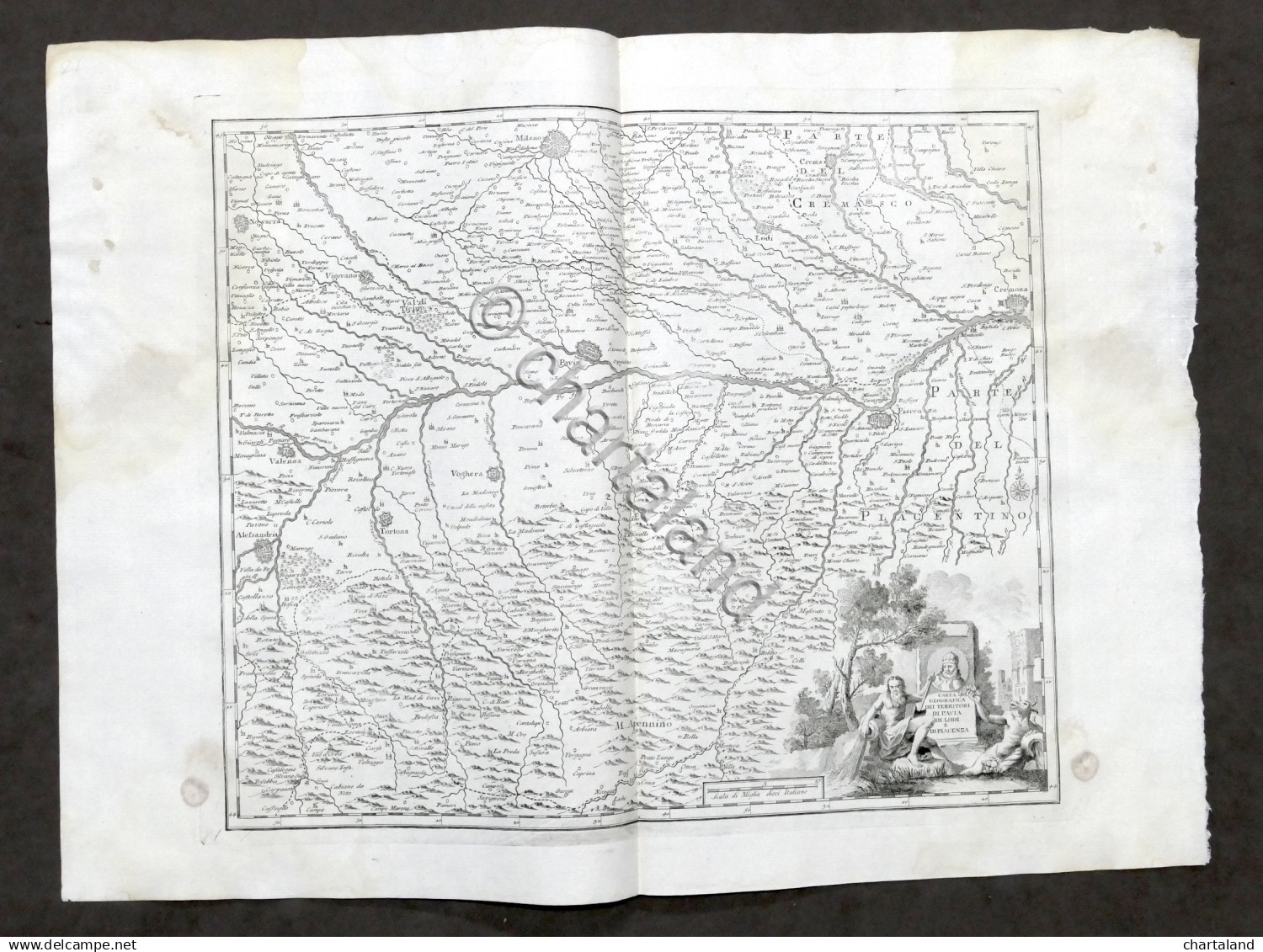 Carta Geografica Dei Territori Di Pavia Di Lodi E Di Piacenza - Albrizzi 1730 Ca - Altri & Non Classificati