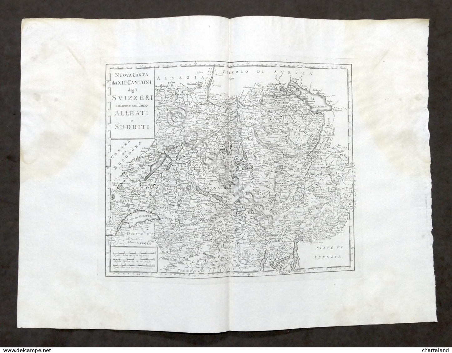 Nuova Carta Geografica Dei XIII Cantoni Degli Svizzeri - Albrizzi 1730 Ca. - Altri & Non Classificati