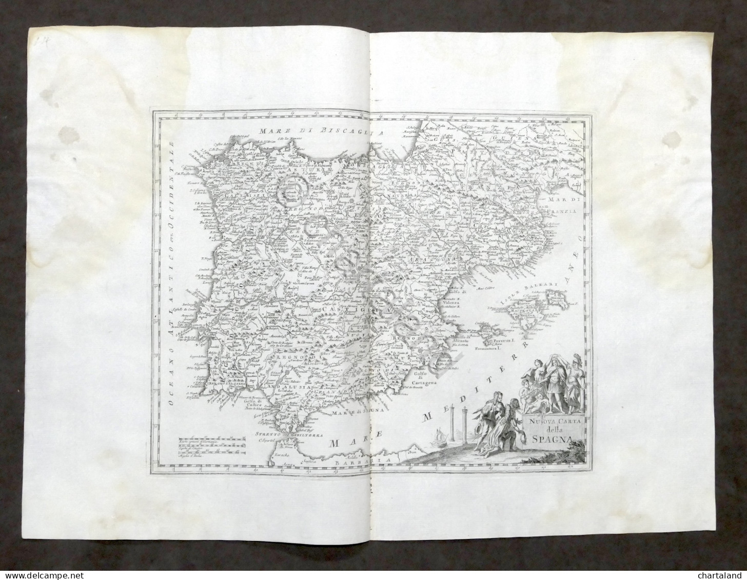 Nuova Carta Geografica Della Spagna - Albrizzi 1730 Ca. - Altri & Non Classificati