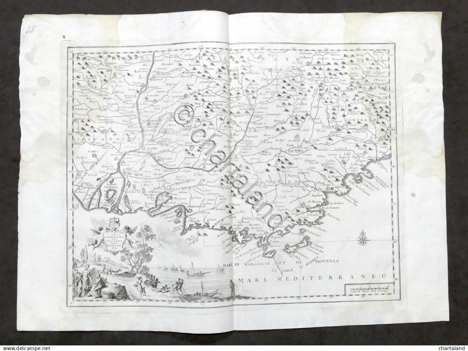 Antica Carta Geografica Del Governo Della Provenza - Albrizzi 1730 Ca. - Altri & Non Classificati