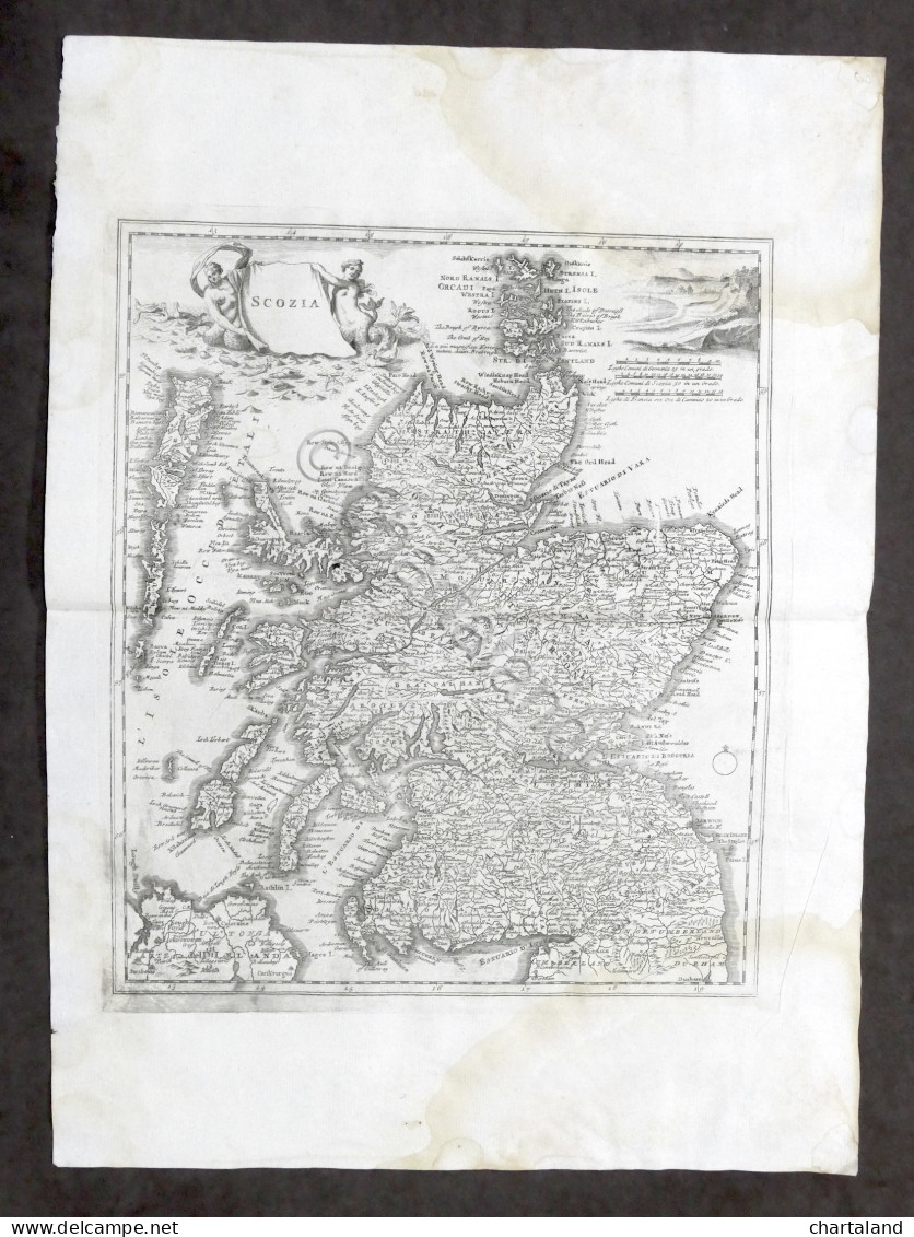 Antica Carta Geografica Della Scozia - Albrizzi 1730 Ca. - Altri & Non Classificati