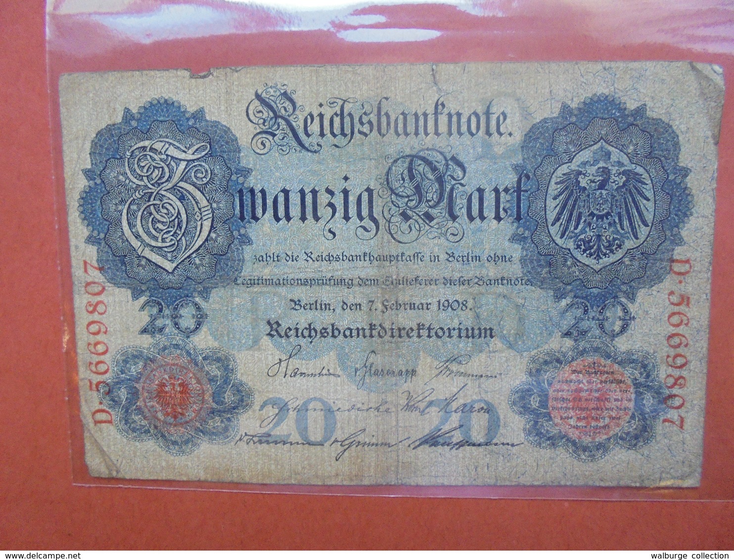 Reichsbanknote 20 MARK 1908 CIRCULER (B.1) - 20 Mark