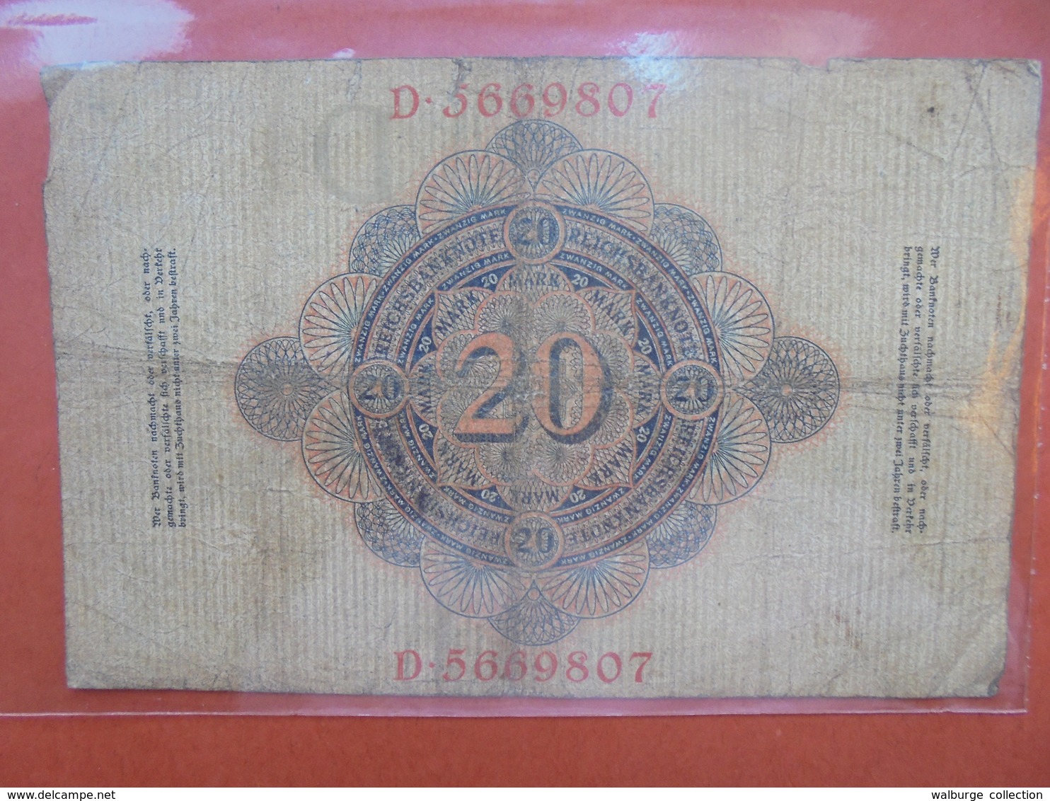 Reichsbanknote 20 MARK 1908 CIRCULER (B.1) - 20 Mark