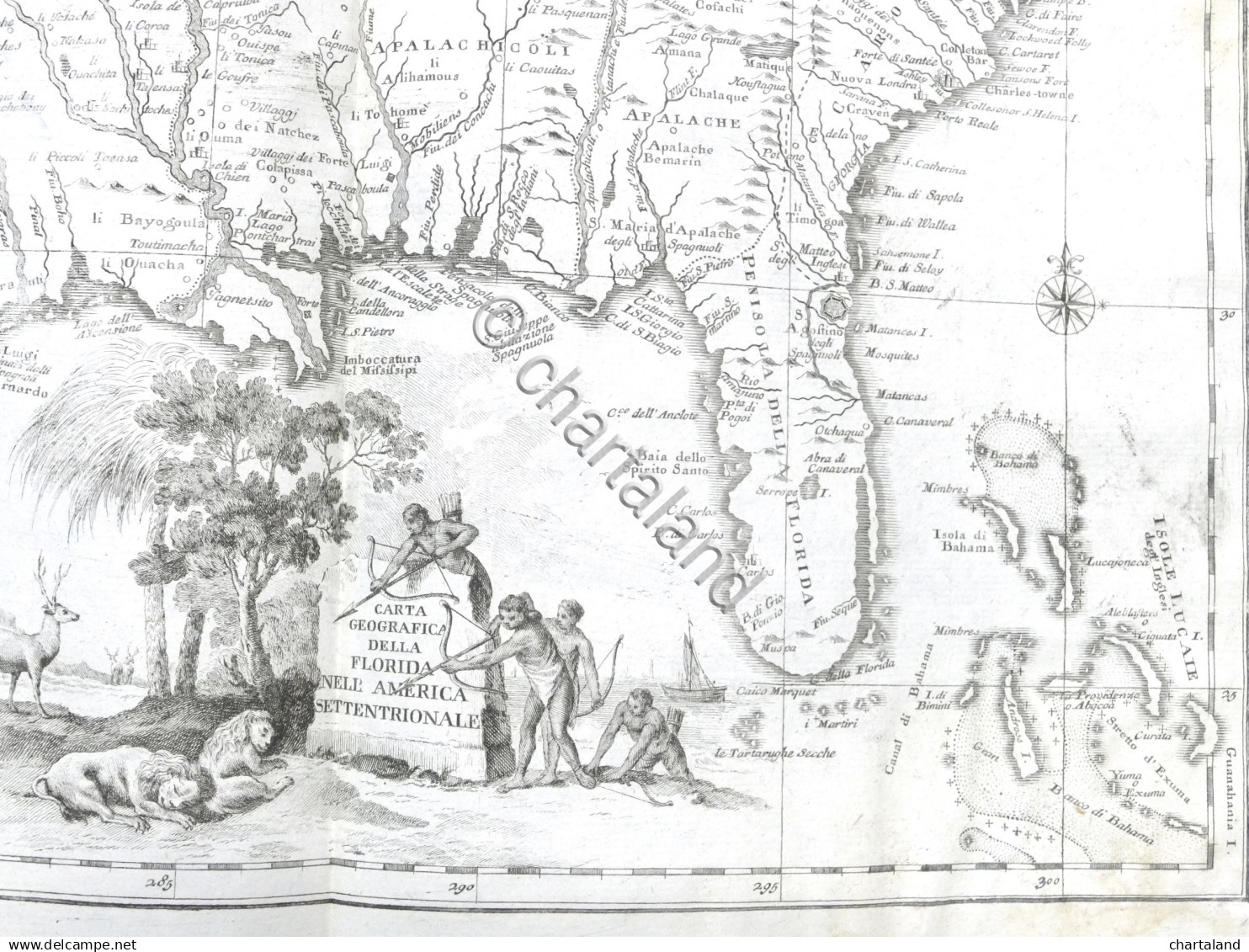 Carta Geografica Della Florida Nell’America Settentrionale - Albrizzi 1730 Ca. - Altri & Non Classificati