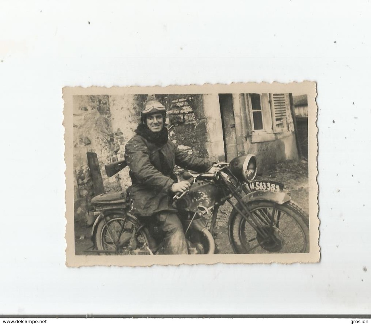 MILITAIRE FRANCAIS AVEC MOTO ET FUSIL PHOTO ANCIENNE - Guerre, Militaire