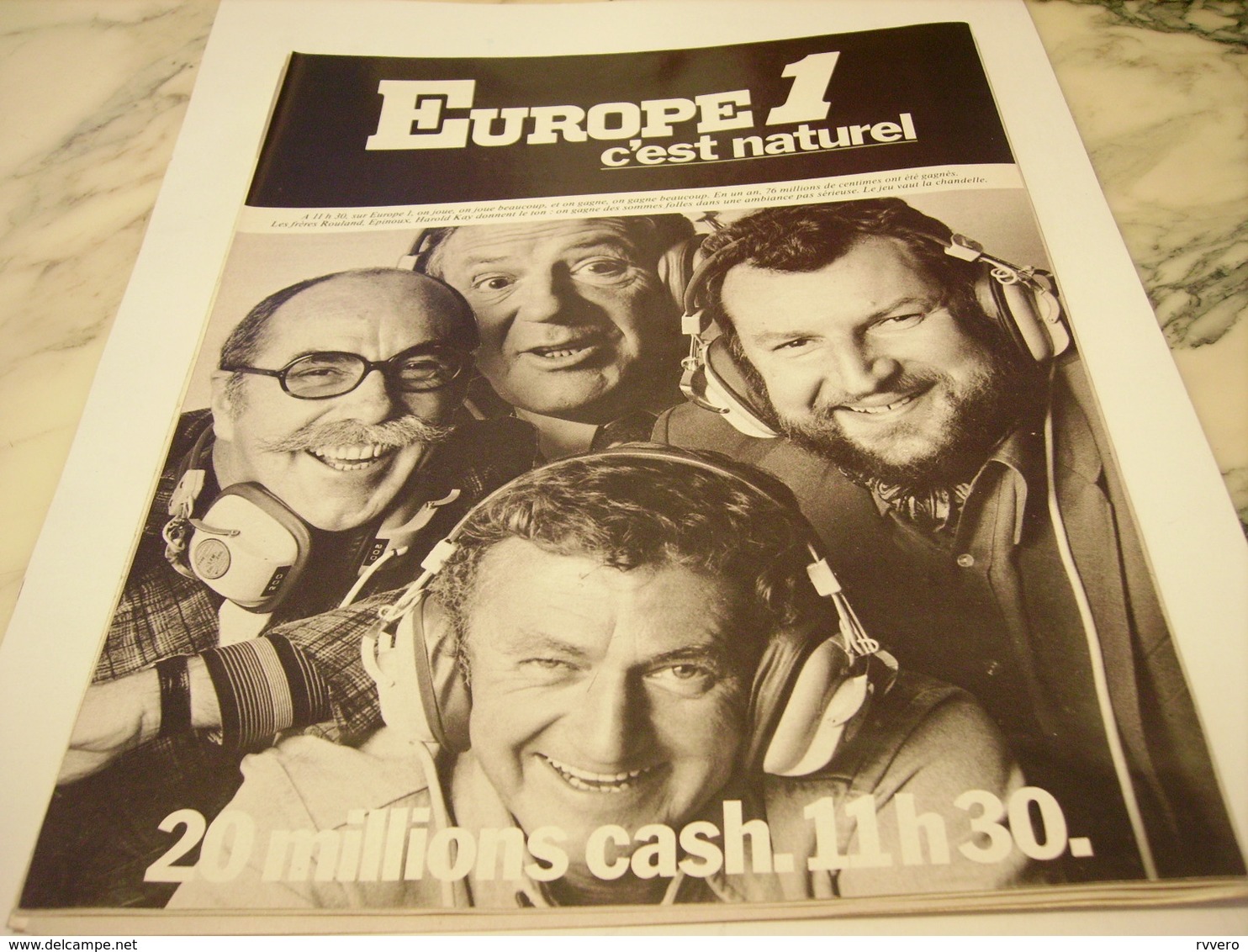 ANCIENNE PUBLICITE RADIO EUROPE 1 C EST NATUREL 1977 - Other & Unclassified