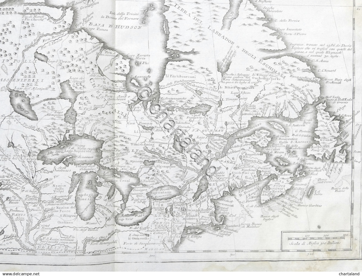 Antica Carta Geografica Del Canada Nell’America Settentrionale Albrizzi 1730 Ca. - Altri & Non Classificati