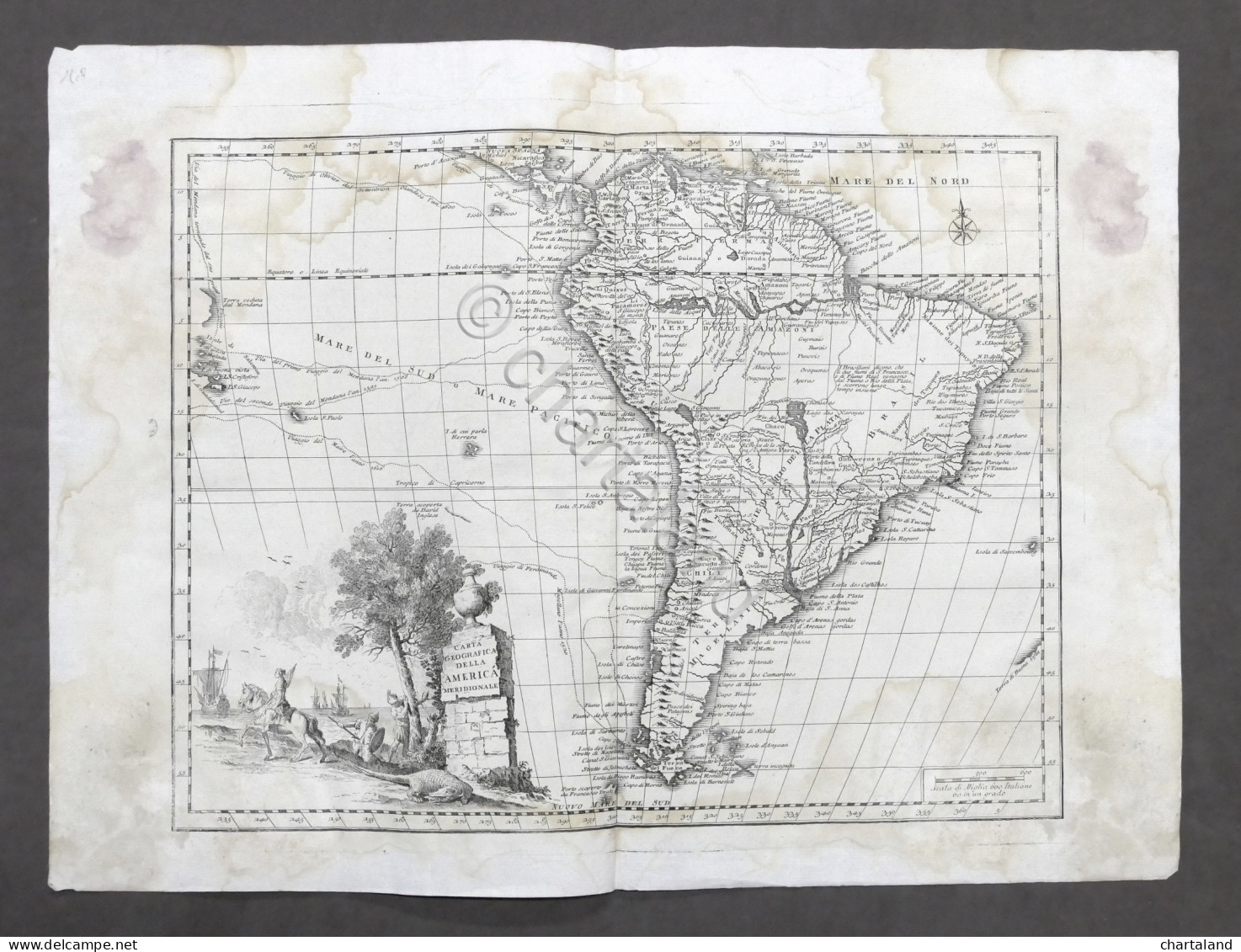 Antica Carta Geografica Dell’America Meridionale - Albrizzi 1730 Ca. - Altri & Non Classificati