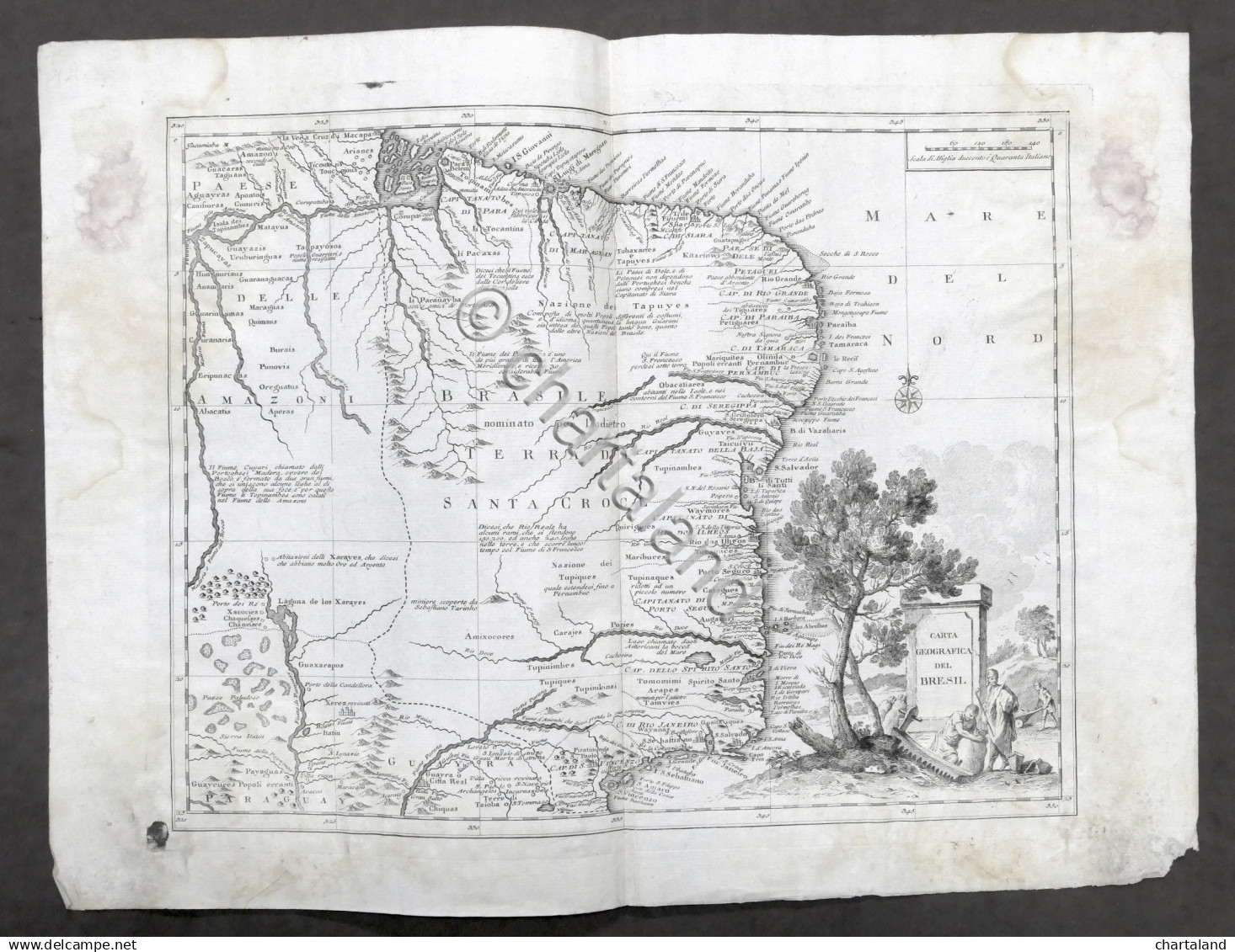 Antica Carta Geografica Del Bresil - Brasile - Albrizzi 1730 Ca. - Altri & Non Classificati