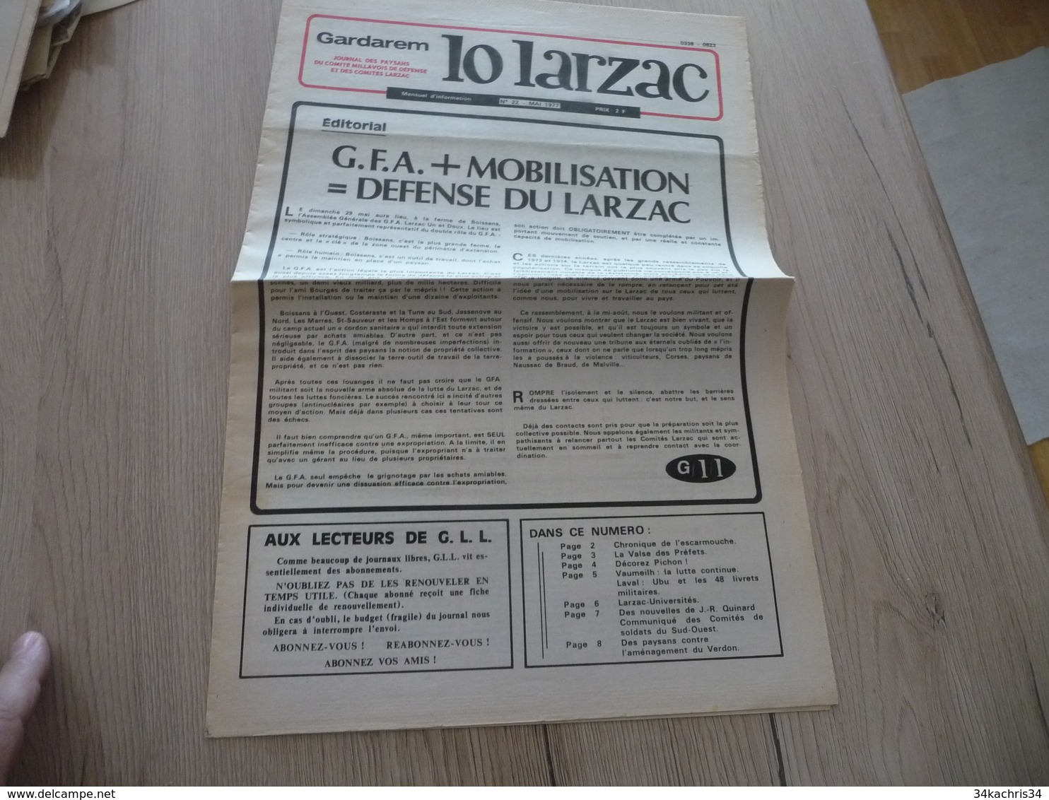 Journal Larzac Défense Du Larzac Gardarem  Lo Larzac N°22 Mai 1977 - Languedoc-Roussillon