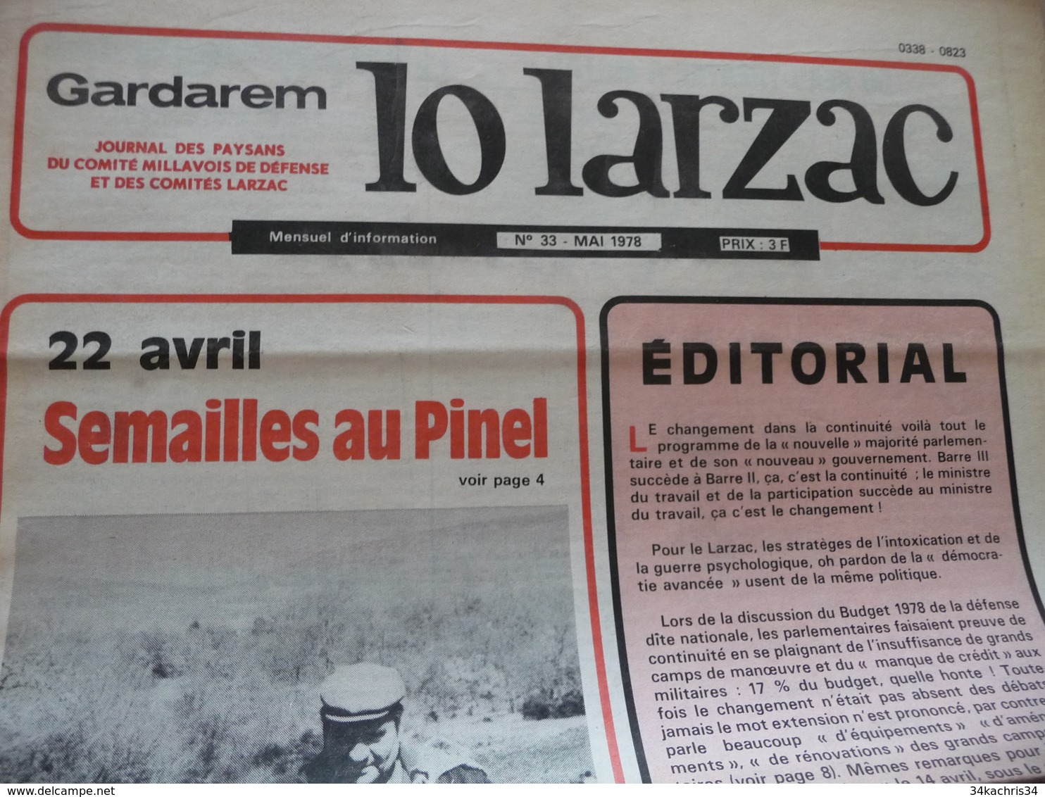 Journal Larzac Défense Du Larzac Gardarem  Lo Larzac N°33 Mai 1978 - Languedoc-Roussillon