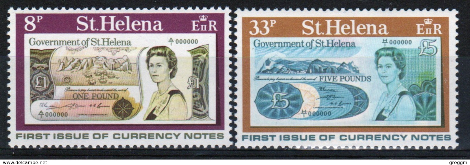 St Helena 1976 Set Of Stamps To Celebrate First Issue Of Currency Notes. - Saint Helena Island