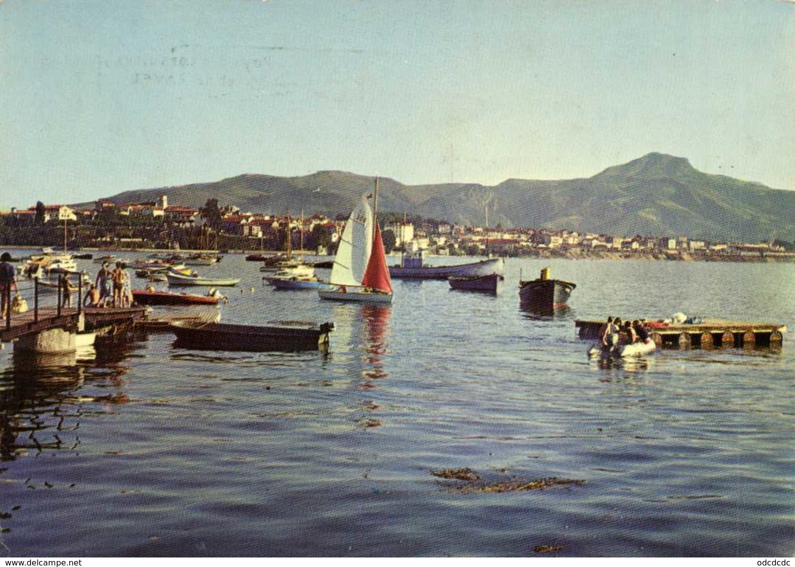 CPSM Grand Format HENDAYE  Le Port De La Floride Au Fond Hendaye Ville Et Les Trois Couronnes Colorisée RV - Hendaye