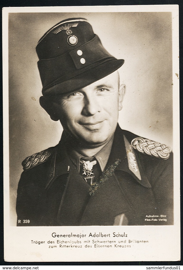 Foto AK/CP Ritterkreuzträger  Generalmajor Adalbert Schulz  Panzer   Ungel/uncirc.1933-45  Erhaltung/Cond. 2-  Nr. 00834 - Guerre 1939-45