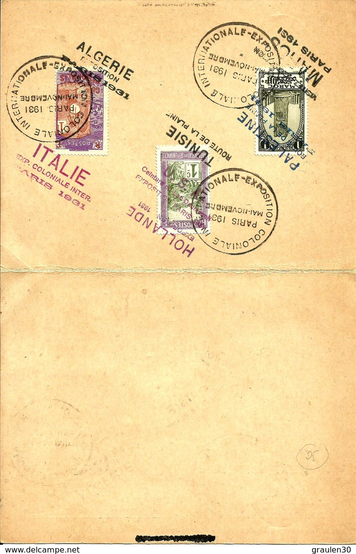 Sur Carte REC. PARIS -AJACCIO Par Avion "EXPOSITION COLONIALE INTERNATIONALE" - 1931 - - 1927-1959 Lettres & Documents