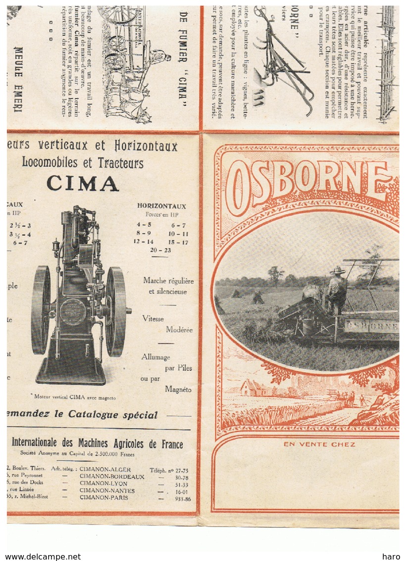 Feuillet Publicitaire - Machines Agricoles " OSBORNE Et CIMA " Agriculture, Ferme,... (fr78) - Advertising