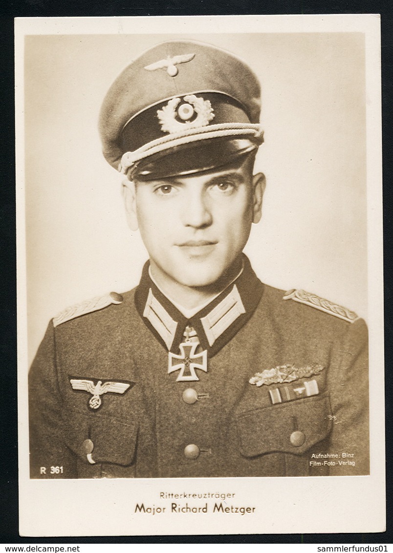 Foto AK/CP Ritterkreuzträger  Major Richard Metzger    Ungel/uncirc.1933-45  Erhaltung/Cond. 2  Nr. 00837 - Guerre 1939-45