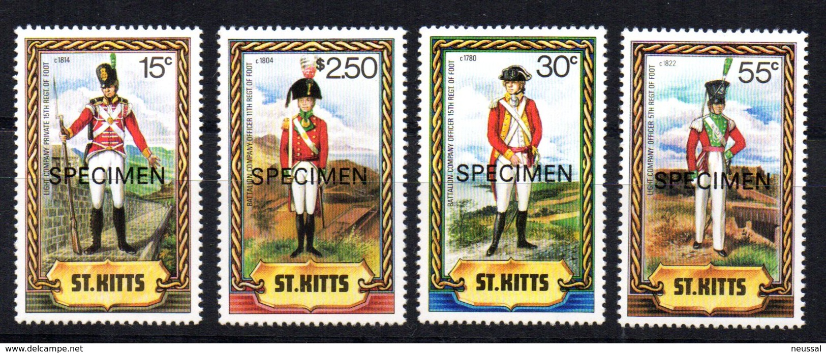 Serie Nº 527/30 Sobrecarga Specimen  St. Kitts. - Militares