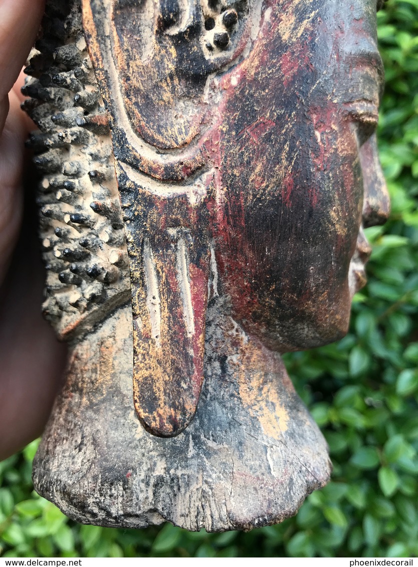 Tête de bouddha en bois - Thaïlande 19ème