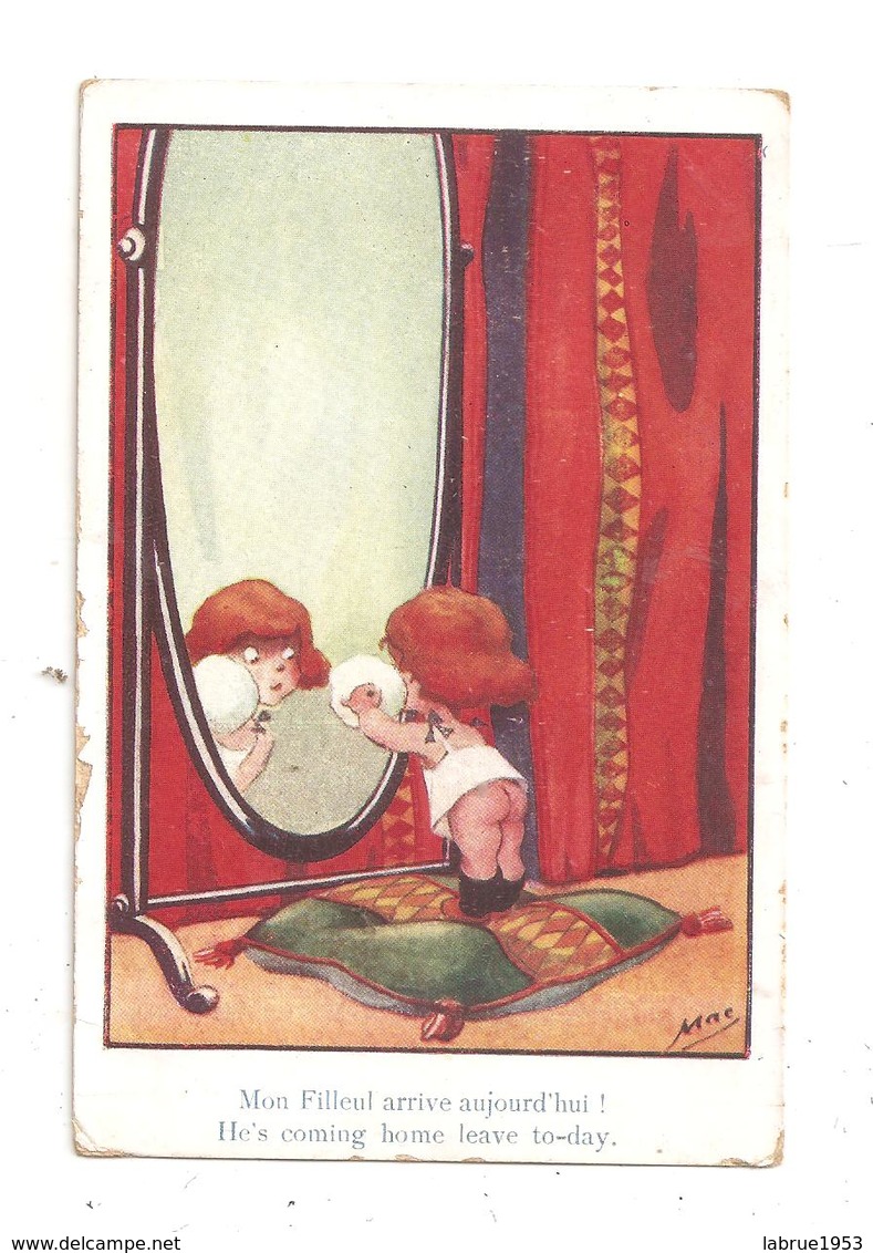 Mac -illustrateur- Mon Filleul Arrive Aujourd'hui - Fillette Nue; Miroir  (D.1443) - Mac Mahon