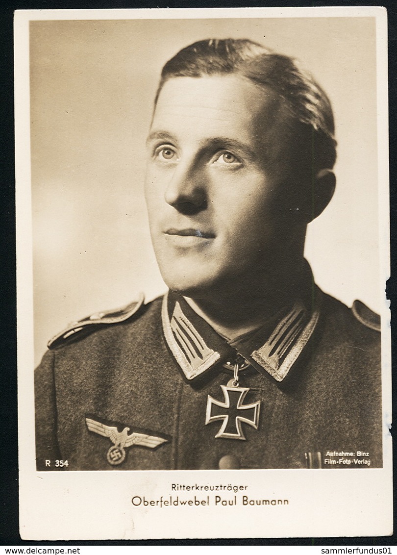 Foto AK/CP Ritterkreuzträger  Oberfeldwebel  Paul Baumann  Ungel/uncirc.1933-45  Erhaltung/Cond. 2-  Nr. 00840 - War 1939-45