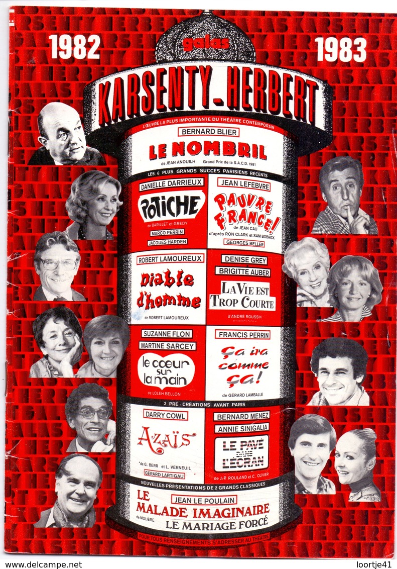 Programma Programme - Théatre - Galas Karsenty Herbert - Saison 1982 - 1983 - Dédicace Robert Lamoureux - Programma's