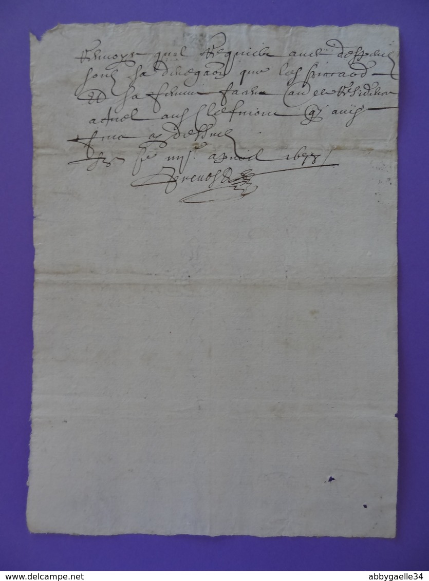 1686 Gén. De CHAMPAGNE Papier Timbré N°57 De Huit Denier La Demi-feuille Avec Paraphe Manuscrit De Langres (Haute-Marne) - Matasellos Generales