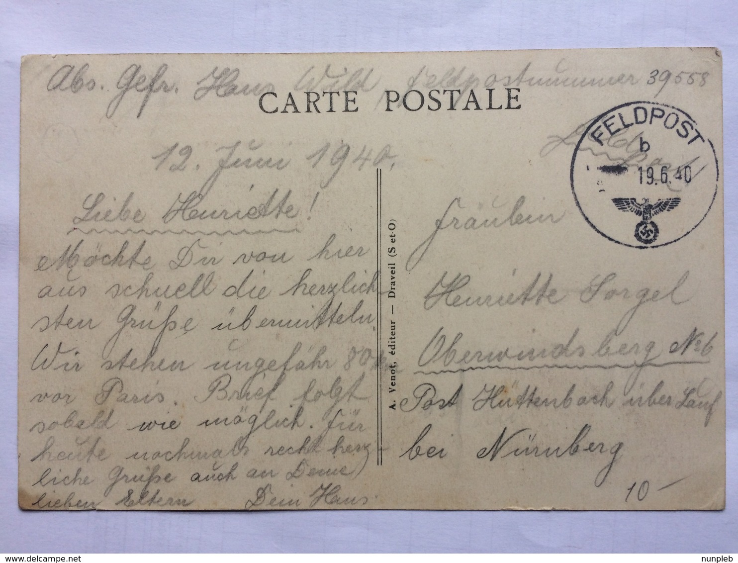 BERZY LE SEC - Le Chateau - 1940 German Feldpost - Other & Unclassified