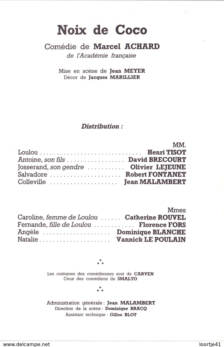 Programma Programme - Théatre - Galas Karsenty Herbert - Noix De Coco - 1983 - 1984 - Dédicace Henry Tisot - Programmes