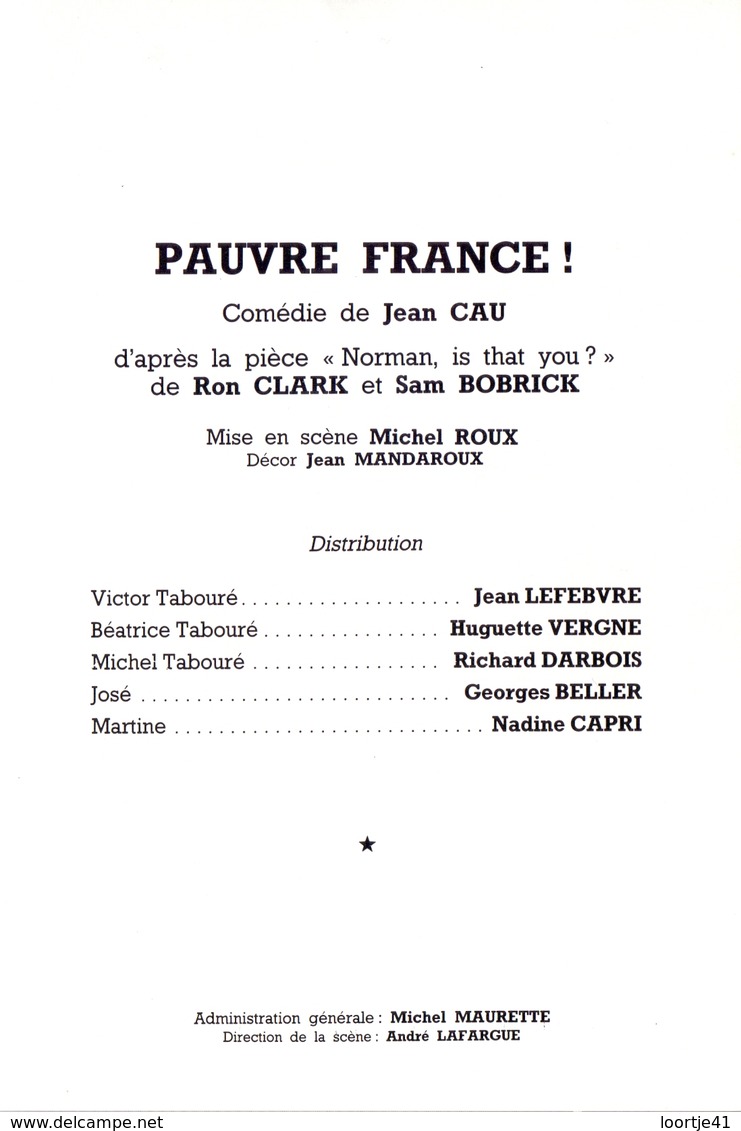 Programme - Galas Karsenty Herbert - Pauvre France - 1982 - 1983 - Dédicace Jean Lefebvre George Beller Richard Darbois - Programmes