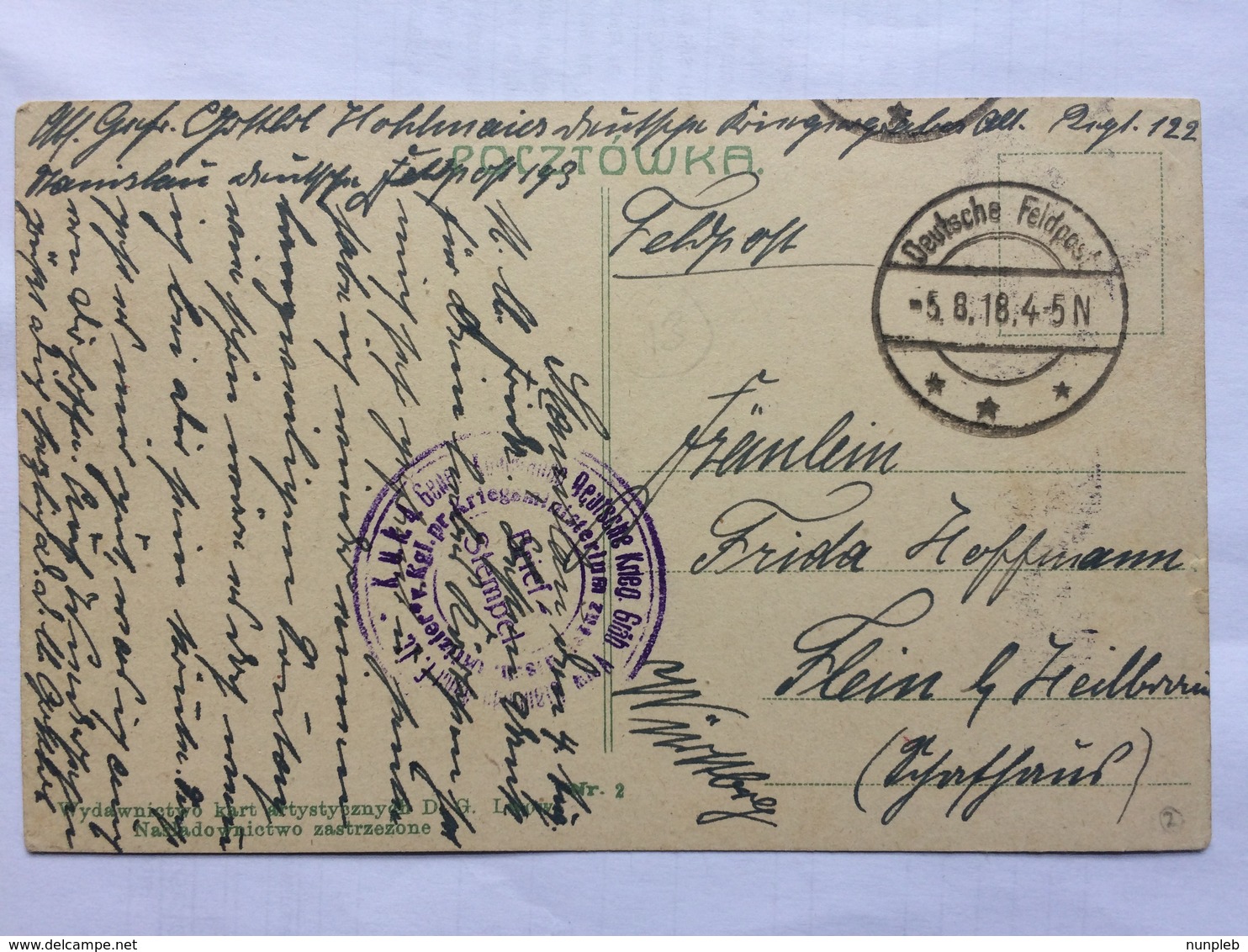 UKRAINE - Lviv Lemberg Bahhofsallee 1918 German Feldpost Card - Ukraine