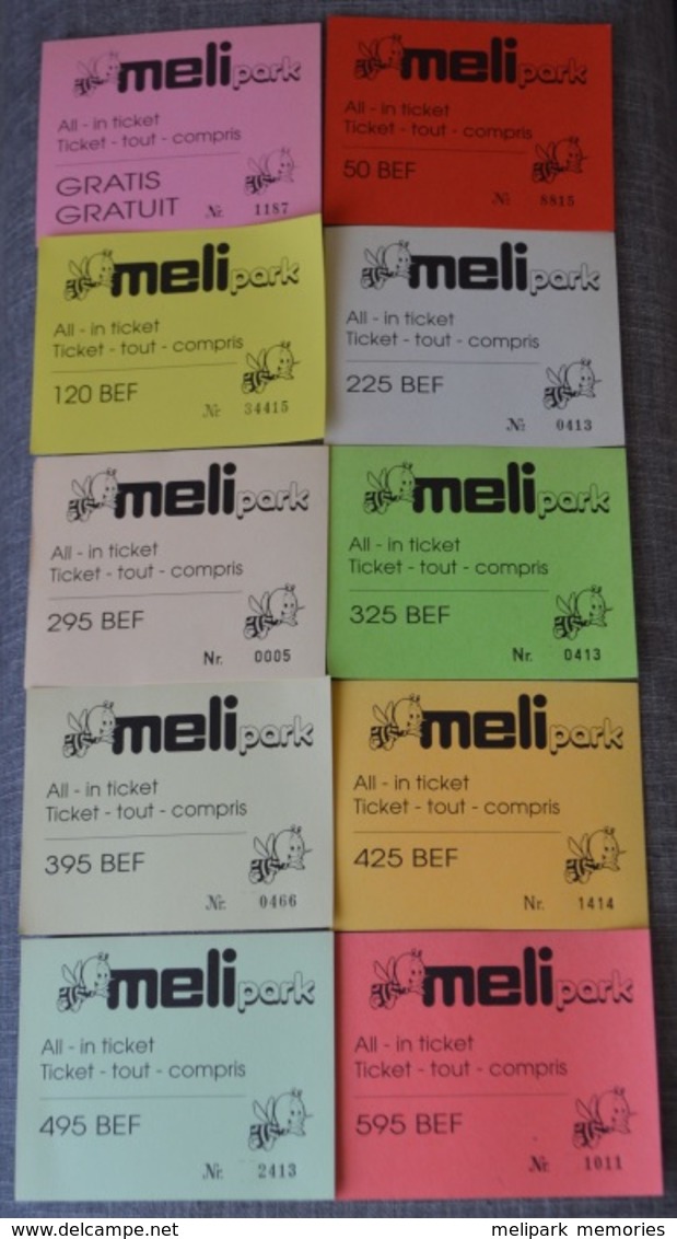 Lot De 10 Tickets D'entrée MELI PARK (années '90) / 10 MELI PARK Tickets (jaar 90's) - Tickets - Vouchers