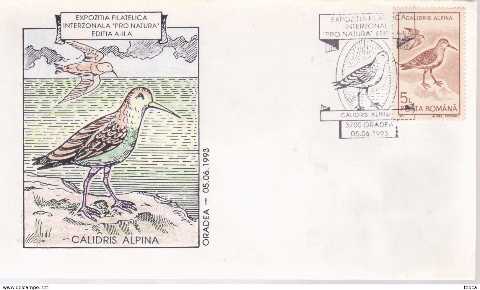 BIRDS FDC COVER RO 1993, SPECIAL POSTMARK POR NATURA ORADEA,  BIRD CALDRIS ALPINA - Other & Unclassified