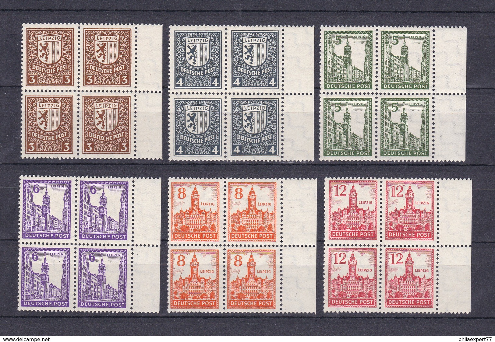 West-Sachsen - 1946 - Michel Nr. 150/155 Y Viererblock Rand - Sonstige & Ohne Zuordnung